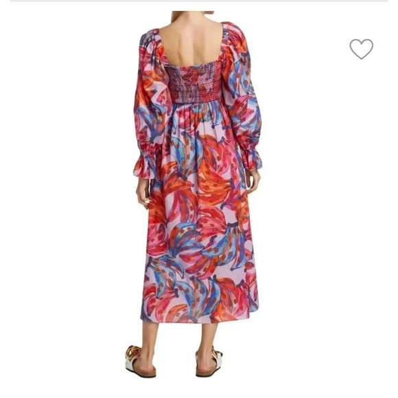 FARM rio Colored Bananas Smocked Midi-Dress size M - Picture 2 of 3